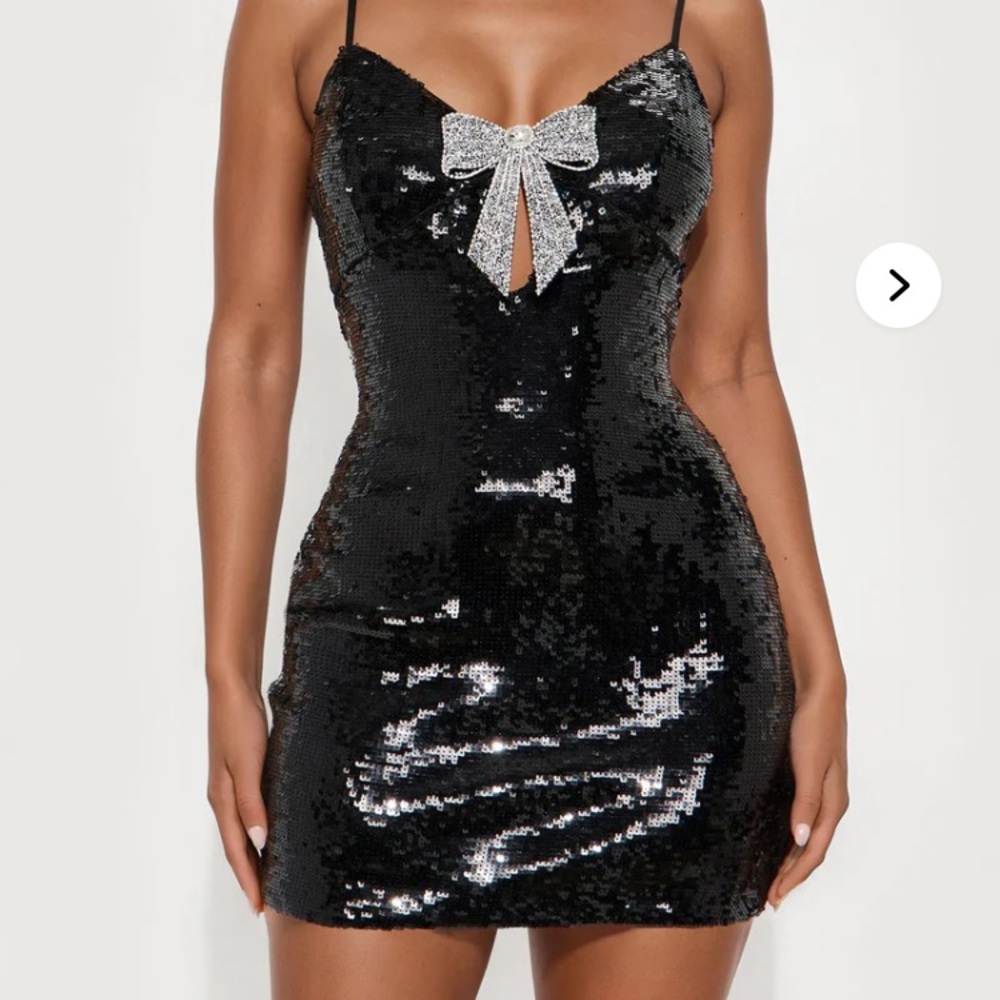 Homecoming bow Black Sequin Dress with silver Bow Detail